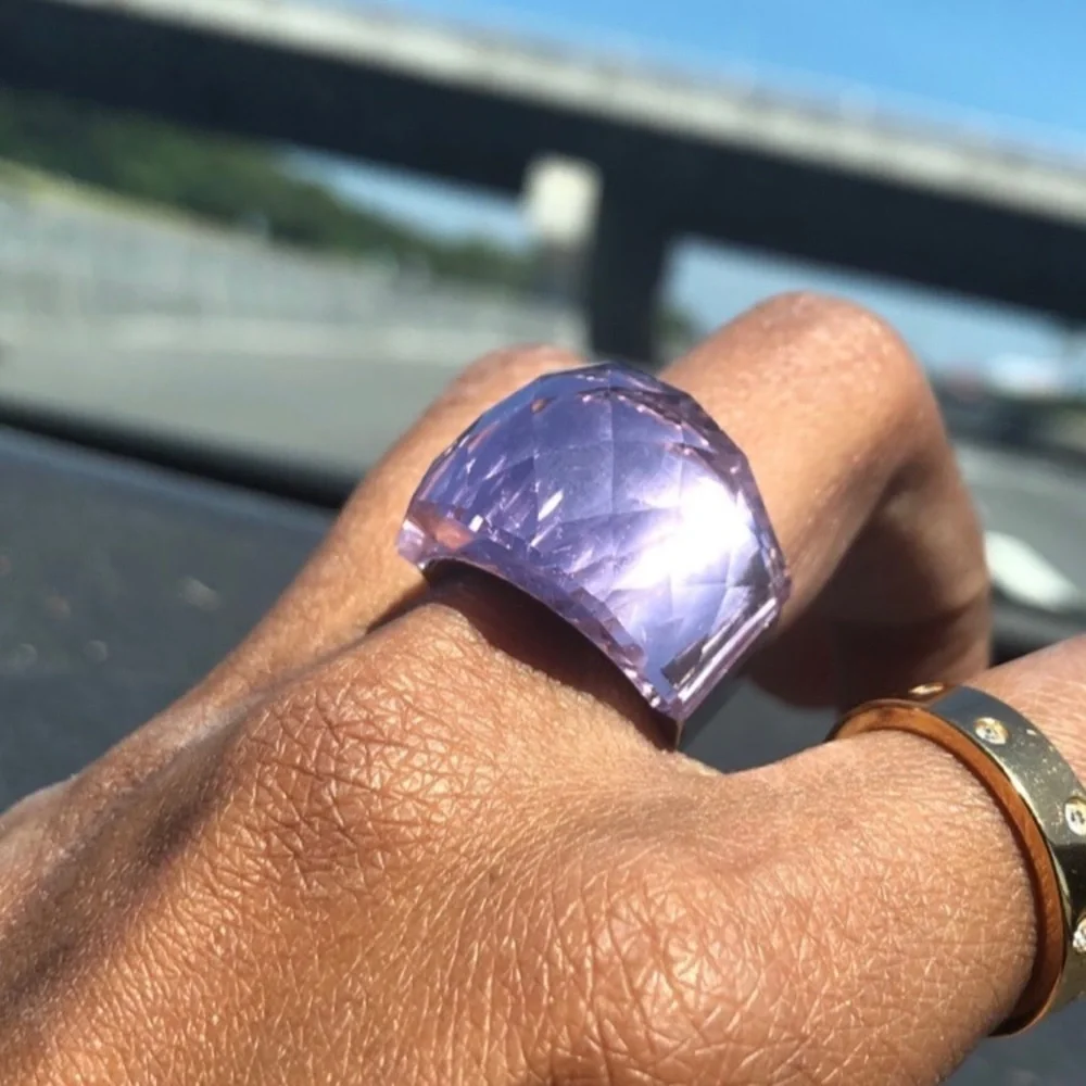 Gorgeous pink purple shade Swarovski elements size 7 nirvana ring SSPS7